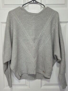 T Tahari Heather Grey Dolman Sleeve Ribbed Sweater size M/L